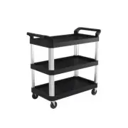 Suncast Commercial Utility Cart Indoor Modern 3-Shelf Plastic Wheeled w/Hardware