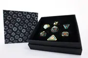 LPG Dice Set - Metal RPG Concentric Red/Green/Gold