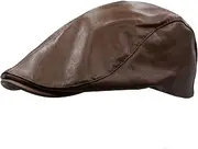 [Yosang] Leather Newsboy Hats for Men Irish Cabbie Ivy Gatsby Flat Driving Hat