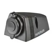 Narva Heavy Duty Surface-Mount Dual USB/USB-C Socket Black Housing - 81156BL