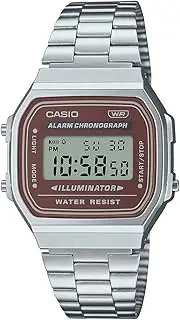 [Casio] A168WA-5A W Digital Silver Strap Unisex Adult Watch, Brown Dial, 38.6 × 36.3 × 9.6 mm