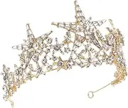 MUSISALY Crown Bridal Headdress Wedding Headdress Headwear Fashion Accessories for Women Jewelry Rhinestone Star Tiara Decorations Women Headdress Rhinestone Headdress Rhinestones Golden