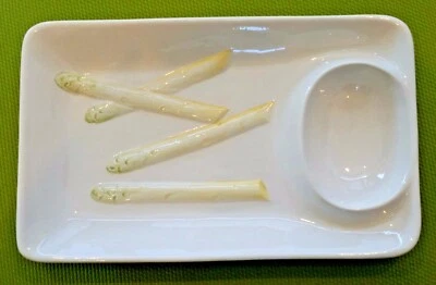 Made in Italy for Williams Sonoma Ceramic Pottery Asparagus Platter & Sauce Tray