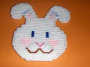 NEW completed plastic canvas mug mat bunny