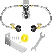 RV Propane Regulator | Trailer Propane Regulator with 18 Inch Hose,2-Stage Replacement Parts with Gauge, Automatic Changeover Adapter for Grill