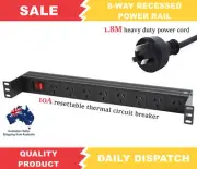 Rack Mount Power Board 1RU 8 Way Outlets Strip Rail Powerboard 3 Pin Prolink AUS