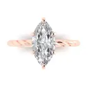 Rose Gold Solitaire Promise Ring, 2 ct Marquise Cut Simulated Diamond
