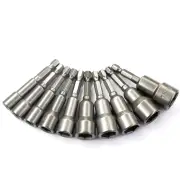 "10PCS Impact Socket Magnetic Nut Screwdriver Set 6mm-19mm Heat-Treated Chrome Vanadium Steel 1/4"" Hex Key Drill Bit Adap"