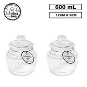 12PK 600ML Glass Cookie Jar Kitchen Food Storage Container Candy Canister Small