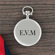 Monogram Silver Skeleton Faced Pocket Watch