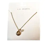 L.A. Hearts New Gold Shell Faux Pearl Charm Fashion Minimalist Necklace