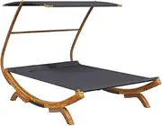 Outdoor Daybed with Canopy, Patio Furniture Sunbed Double Chaise Lounge Bed, Patio Sun Tanning Chair for Garden Lawn Backyard, 165x203x138 cm Solid Bent Wood Anthracite