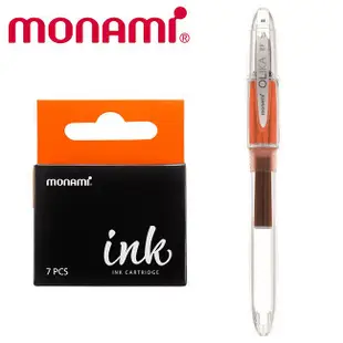 MONAMI OLIKA EF透明細字鋼筆+卡式墨水組合包/ 橙