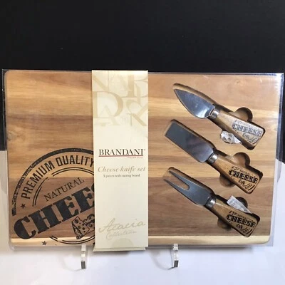 Brandani Italy Cheese Board Knife Set Acacia Wood Cutting Board Collection New