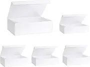 Hysgscwd 5 Pcs White Gift Boxes, Bridesmaid Gift Box with Magnetic Closure Lids, Large Collapsible Groomsman Proposal Box, Rectangle Present Storage Box for Wedding, Christmas, Birthday Packging