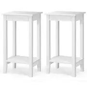 Costway 2Pcs 2-Tier Square End Table Sofa Side Table Bedside Table w/Shelf Home Office Coffee Table