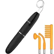 OxyGlow 2 Cordless High Frequency Facial Machine, ProFacialWand Clinical Skin Therapy Wand - Xenon Gas (Onyx Black)