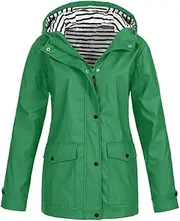 [ADJHDFH] trench coat women, of today prime,lightening deals,women waterproof rain jacket long sleeve lightweight hiking jackets with hood travel zip up raincoat with pockets（a5-green，xxl）, A5-green
