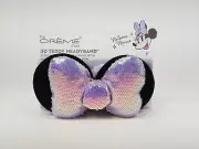 The Crème Shop Minnie Mouse 3D Teddy Plush Spa Headband Purple Lavender Sequins
