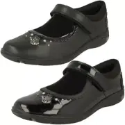 Clarks Girls Shell Detailed School Shoes Sea Shimmer K