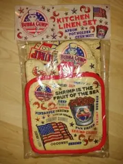 BUBBA GUMP SHRIMP Kitchen Set.Apron, Pot-Holder, Oven Mitt, Coffee Cup & Book.