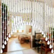 Osunnus Crystal Glass Beaded Curtain for Doorway Hanging Door Beads Curtain Arched Beaded Valance Crystal Hippie Decor for Door Entrance Window Closet, 25 Strings Clear