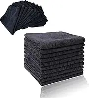 10 Pack Black Microfiber Cleaning Cloths - Lint Free, Scratch-Free- Reusable Rags for Kitchen & Household Cleaning - 11.8"X11.8" Size