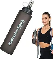 Sports Water Bottle - Soft Foldable Drinking Bottle,500ml Multipurpose Drinking Bottle, Portable Water Bottles with Lid for Travel, Jogging, Running