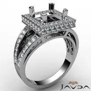 Halo Split Shank Princess Semi Mount Diamond Engagement Ring Platinum 0.65Ctw