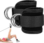 Ankle Strap Cable Machine Accessories, Leg Extensions, Curls, and Hip Abductors for Men and Women, Adjustable Ankle Strap with Double D-Rings and Neoprene Support