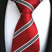 Tie, red, Black, Silver and White Striped tie, Man Business tie Man neckties