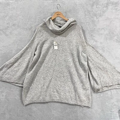 Lane Bryant Sweater Women's 26/28 Wool Blend Cowl Neck Pullover Grey