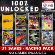 Mario Kart f zero gx Need For Speed All Cars 100% Gamecube Memory Card Racing