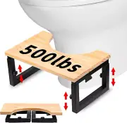 Bamboo Toilet Stool for Adults-7 8 9 in Adjustable Height Folding Squatting Pool