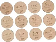 ERINGOGO Baby Milestone Discs 12pcs Wooden Cards for Monthly Milestones Photo Props Decorative Decor