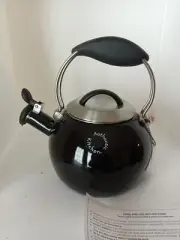 Authentic Kitchen Enameled Tea Kettle Black