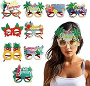 Hawaiian Sunglasses,9 Pair Tropical Glasses - Fancy Dress Props Beach Themed Supplies Decorations For Kids Adults, Pool Photo Booth Prop, Vacation
