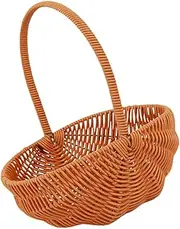Luxshiny Watermelon Shaped Handwoven Basket Vintage Rustic Picnic Basket for Fruit Vegetable Handmade Storage for Home Decor Outdoor Gatherings