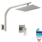 KYLINS Brushed Nickel Square 8" Rain Shower Head High Rise Gooseneck Wall Arm