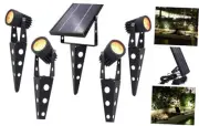 4-Spotlight Mini 50X Solar-Powered LED Spotlight (Warm White LED), Black
