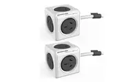 2PK PowerCube 5 Socket Mountable Power Board 1.5m Extension Cord 240V Surge Grey