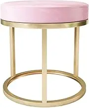 Footstools,Wrought Iron Stool Shoe Stools Makeup Vanity Stool Nail Stool Round Salon Stools/Pink/40 * 45Cm