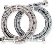2-Pack Stainless Steel Washing Machine Hoses Burst Proof 6ft Long - Hot and Cold Water Supply Hoses for Washing Machines