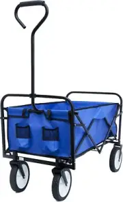 Collapsible Outdoor Utility Wagon Cart w/ Cup Holder Large Capacity Folding Cart