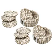 10pc Ladelle Seagrass Woven Drink/Beverage Coasters White w/ Holder 13x13x6cm