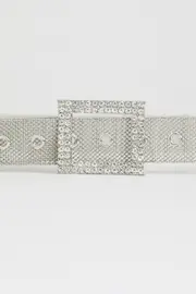 Silver Diamante Buckle Belt