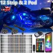 14PCS Motorcycle LED bluetooth Underglow Light Strip For Harley Davidson Honda