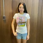 美國百分百【全新真品】 ROXY T恤 短袖 上衣 T-SHIRT LOGO 白色 圖案 純棉 修身 女款 BB59