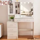 Large Dressing Table Sliding LED Mirror Drawers Glass Cabinet Vanity Makeup Desk