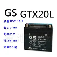 在飛比找蝦皮購物優惠-《電池商城》GS機車電瓶 GTX20L-BS(同YTX20L